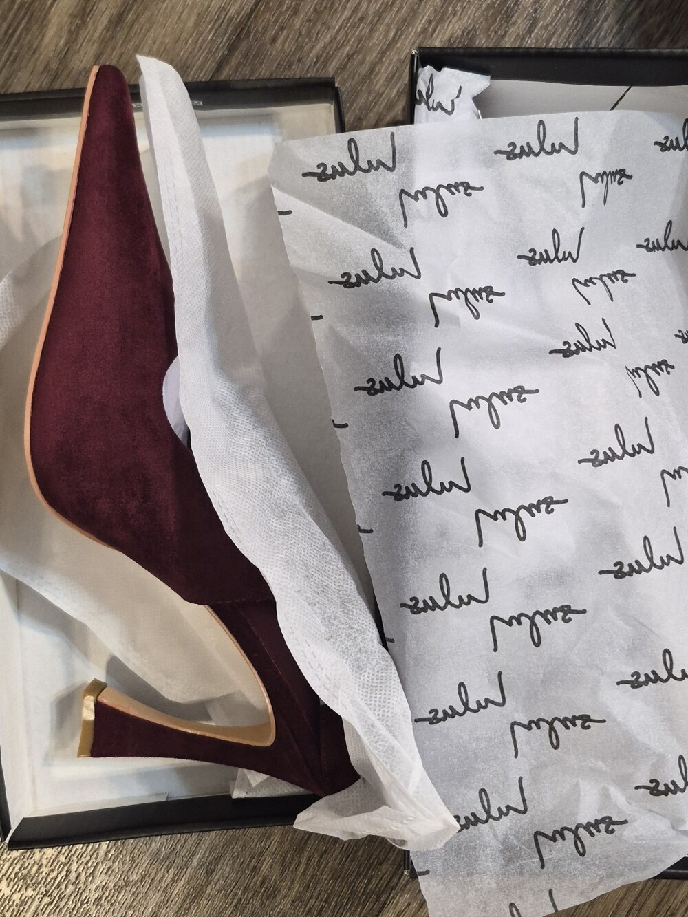 Burgundy Suede Pointed Toe Sling-Back Pump